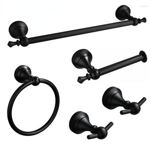 Bath Accessory Set Horizontal Bar Towel Holder Space Aluminum Rod Ring Toilet Roll Paper Clothes Hook Bathroom