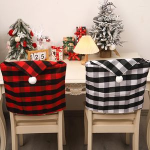 Sandalye ev mutfak yemek yemek Noel dekor şapkası Oda Backrest Plaid Dekorasyon