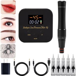 Tatuagem Armas Kits Máquina de Maquiagem Permanente Profissional Digital Rotary PMU Pen Kit Microblading para Sobrancelha Delineador Lip Body Art 230925