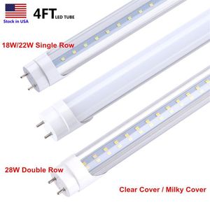 Tubos de luz LED T8 4 pés 4 pés 18 W 22 W 28 W Lâmpadas Tubo fluorescente de iluminação 4 pés G13 Bi-pin Dual Ended Power Warehouse Garage Shop La224T