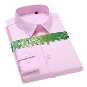 Camisas sociais masculinas Novo clássico elástico sem ferro de fibra de bambu camisa social escritório de negócios manga longa ajuste padrão sem rugas camisas casuais YQ230926