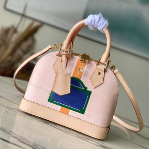 7A Women Counter Bag Alma BB Art Style Blue Street Sign Sign Bag Bag Bag Luxury Bage Handbag Crossbod Crossbod مميز مع قفل 23.5 سم مع صندوق L396