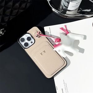 Luxury Brand Designer Leather Phone Case Card Holder Apple 14Promax 13 12 Women Phone Cases Starlight Horse Pendant Cellphone Cover