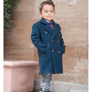 Coat Boy's Double Breasted Wool Blend Coats Winter Kids Warm Slim Fit Official Children Cold Jackets Overcoat Full Gentleman Clothes 230926