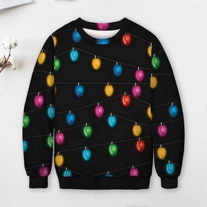 Hoodies masculinos em torno do pescoço camisola masculina vibrante impressão 3d inverno aconchegante malha colorida com mangas compridas para casais