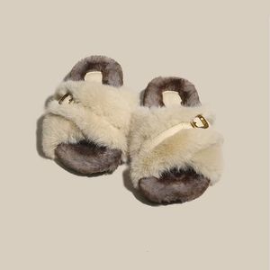 Slippers Womens Fuzzy Memory Foam Cross Band Cozy Plush Home Fluffy Furry Open Toe House Shoes Indoor Outdoor Slide 230926