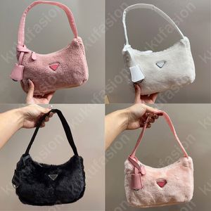 Fofo das mulheres designer de lã de cordeiro bolsa de ombro inverno bolsa de luxo para senhoras macio axilas moda sacos de ombro bolsas casuais