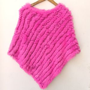 Schals Frühling Frauen Gestrickte Echt Kaninchen Fell Poncho Casual Weibliche Herbst Winter Echte Pelz Cape Mode Kurzen Pelz Schal 230922