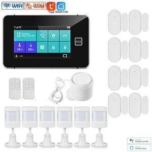 Alarm Systems WiFi GSM Tuya Alarm System Smart Home Security 4,3 tums Touch Color TFT Screen Arming Burglar System 433MHz Sensor Alarm System YQ230926