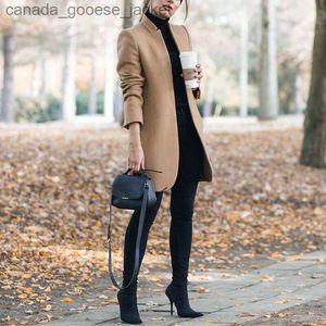 Misturas de lã feminina outono e inverno casacos jaquetas nova moda europeia e americana cor sólida gola casaco de lã plus size S-3XLL230926