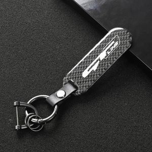 Keychains Keychain för Sonata Kia GT Line Elantra Sportage Stinger 2021 K5 Gtline Peugeot Carbon Fiber Car Logo Key Ring206D