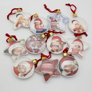 عيد الميلاد شفاف الصورة إطار البلاستيك الكرة من فئة الخمس نجوم ديكورات عيد الميلاد DIY X-Mas شجرة معلقة ديكور الأطفال هدية