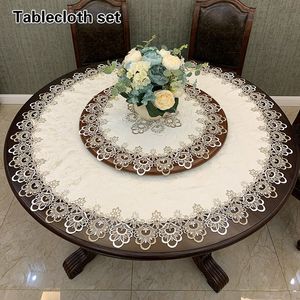 Table Cloth European Modern Fabric Lace Trim el Restaurant Banquet Party Big Tablecloth Bedroom Balcony Small Round Table Cloth Tapete 230925