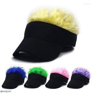 偽のフレアーヘアサンバイザー付きベレー帽ゴルフ野球帽Fon Toupee Hats Mens Womens Spiked Haits Wig Hat Colorful Green Pink Blue