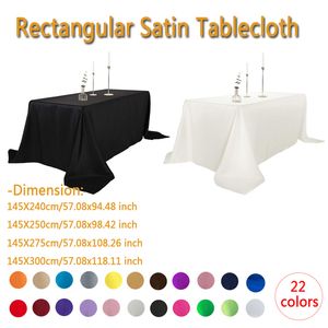 Bordduk Tabellduk Rektangulära satinbordslängor Tvättbara polyesterfläckbeständiga bordsdukar för bröllopsbuffé Party Mantel Saten 230925