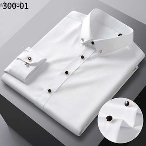 Men's Dress Shirts Drill Button ice silk shirts men long sleeve casual Formal Social No Iron Wrinkle Soft Silky men dress shirts long sleeve white YQ230926