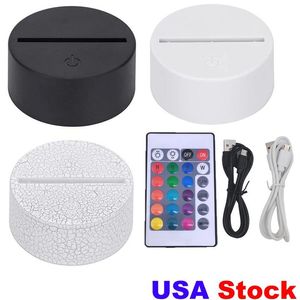 3In1 RGB Nocne światła Lampy LAPE LAMPE DO 3D ILUSION NIGHT LIGHT TOICK Wymiana Baza Baza 9D Lampy stołowe Lampy USA Drop 302Z