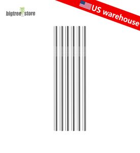 US warehouse 26.5cm Straight Metal Straw for 20oz Tumbler Water Bottle Stainless Steel Metal Straw
