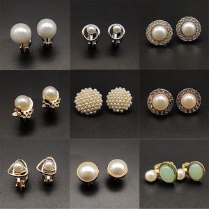 Ear Cuff 1Pair Simulated Pearl Clip on Earring Stud CZ Non Pierced for Women Fake Piercing No 230926