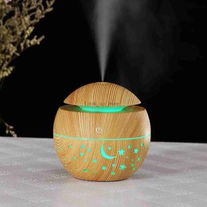 Luftfuktare USB Starry Wood Pattern Creative Hollow Star Moon Foidifier Colorful Mini Portable 130 ml Aromatherapy Machine for Home Office YQ230926