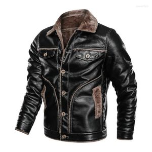 Men's Fur 2023 Leather Jacket Men Large Size Vintage Coat Casual Double-face Fleece Chaqueta Cuero Hombre Streetwear