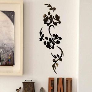 Wall Stickers 3D DIY Mirror Sticker Flower Rattan Acrylic Home Bedroom Living Room Decorations