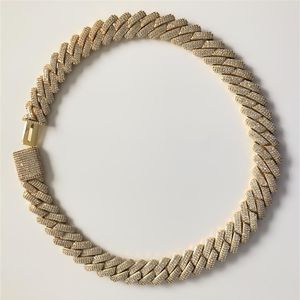 19mm completo gelado para fora pesado correntes cubanas colar configuração de pinos colar moda hip hop jóias masculino link cubano chain302n