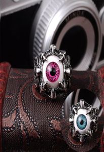 fashion calssic mens women tibetan silver punk ring retro devil eye stainless steel ring fashion jewelry gifts size 8113588531