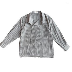 メンズカジュアルシャツストライプの長袖シャツ秋ニッチの高級デザインルーズネットワークレッドメンの韓国語バージョン