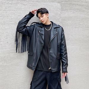 Männer Pelz M-XL! Design Quaste Pu Leder Jacke Diagonal Zipper Anzug Kragen Trendy Plus Baumwolle Koreanische Persönlichkeit.
