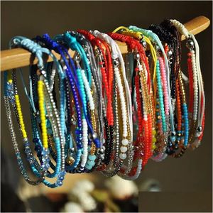 Charm armband bohemisk stil handgjorda flätade colorf pärlor strängsträngar väver ankelets armband för kvinnor män droppleverans smycken dhrtd