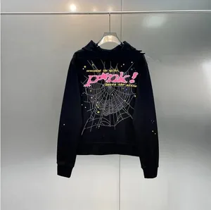 Sp5der Young Thug 555555 Männer Frauen Hoodie Hochwertiger Schaumdruck Spinnennetz Grafik Rosa Sweatshirts y2k Pullover Mode Lose Kapuzenpullover Tops Kleidung a1