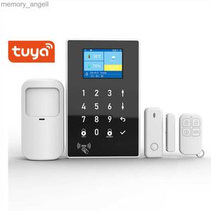 アラームシステムTuya Smart Life GSM+WiFi Home Security Burglar Alarm System RIFD TAUCH KEYPAD PIRモーションセンサーコンタクトアラームセンサーYQ230926
