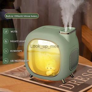 Humidifiers Bedroom humidifier small office car purification dual spray portable high-looking and cute aromatherapy machine wireless YQ230926