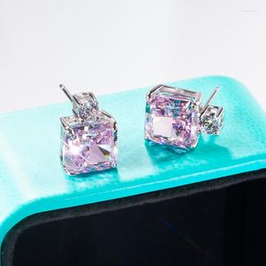 Stud Earrings 5ct Pink Studs S925 Sterling Silver With Platinum Plated High Carbon Diamond For Women Fine Jewelry
