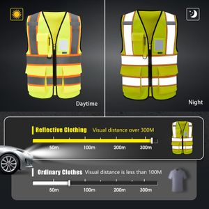 Other AYKRM High Visibility Safety Vest with Pockets Reflective Strips and Zipper Yellow OrangeXS-6XL 230925