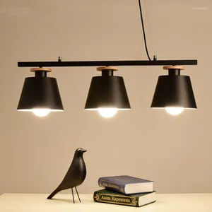 Lampy wiszące nowoczesne kreatywne 3 główki LED LED Restauracje Studia Pokoje Sypialnia wisząca nordycka drewniana lampa do domu