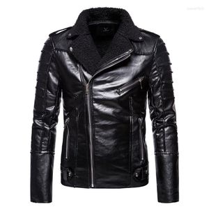 Men's Fur KIMSERE Fashion Winter Warm Leather Biker Jackets And Coats Motorcycle PU Outerwear For Male Moto Tops Clothing Plus Size