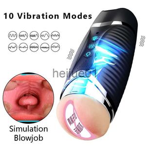 Masturbatori Automatico Uomo Masturbatore Coppa Pompino Vagina artificiale Vibratore Riscaldamento Voce Uomo Pene Trainer Adulti Masturbarsi Giocattoli sessuali x0926 x0927