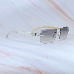 Small Diamond Cut Sunglasses Fashion Stylis Carter Luxury Eyewear Diamond Genuine B White Buffalo Horn Vintage Driving Shades Eyewear Silver Frame