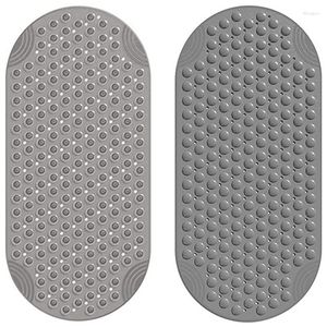 Mattor 2st Badkarmatta non glid duschgolvmattor för badrum badkar tvättbar sugkopp 16x35 tum grå klar