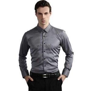 Herrenhemden Neue Stretch-Anti-Falten-Baumwolle Herrenhemden Langarmhemden für Männer Slim Fit Camisa Social Business Bluse Weißes Hemd YQ230926