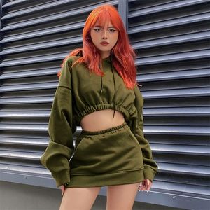 Two Piece Dress Crop short hoodie skirt two-piece suit for women