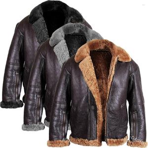 Men's Fur Faux Leather Autumn Winter Patchwork Warm Coat Women's Long Sleeve Zipper Punk Turn-down Collar Plush Pocket Thick