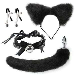 Giocattoli per adulti Cosplay Sesso anale Coda Butt Plug Giochi di ruolo Cerchio per capelli Cat Choker Fetish Donne Morsetti per capezzoli Accessori esotici per coppia 230925