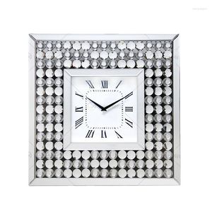 Wall Clocks Crystal Glass Large Luxury Silent Silver Mirror Unusual Watch Clock Modern Design Decoration Of Home Decor