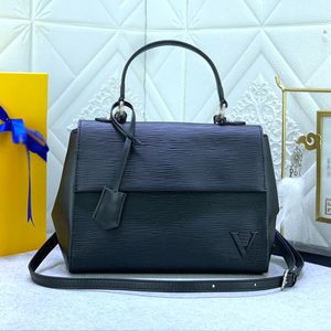 Modedesigner väska stilfull modern uppgradering original kohud blandat material handväska randig kalvskinn storlek25.5x10x18.5 handhållen crossbody väska
