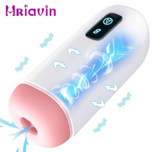 Masturbators Automatisk för män avsugning vibrator Masturbation Cup Pocket Oral Sex Machine 3D Textured Sugning for Adult Toys 230925