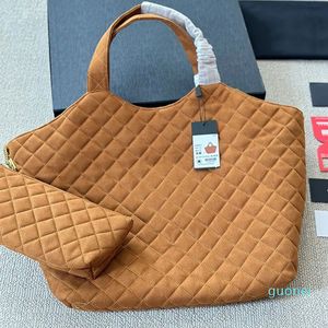 Velvet Tote Bag Large Capacity Shopping Bags Suede Leather Handbag Purse Women Shoulder Beach Bag Fashion Letter Zip Pocket