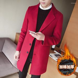 Męska wełna jesienna i zimowa moda stała kolorowy butik swobodny biznes długi sekcja wełniana płaszcz męski gęsta ciepła płaszcz kurtka